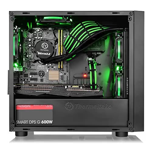 Thermaltake Versa H18 Micro ATX Mini Tower Black Tempered Glass Side Panel, USB 3.2 Gen 1 Type-A, USB 2.0 Type-A image