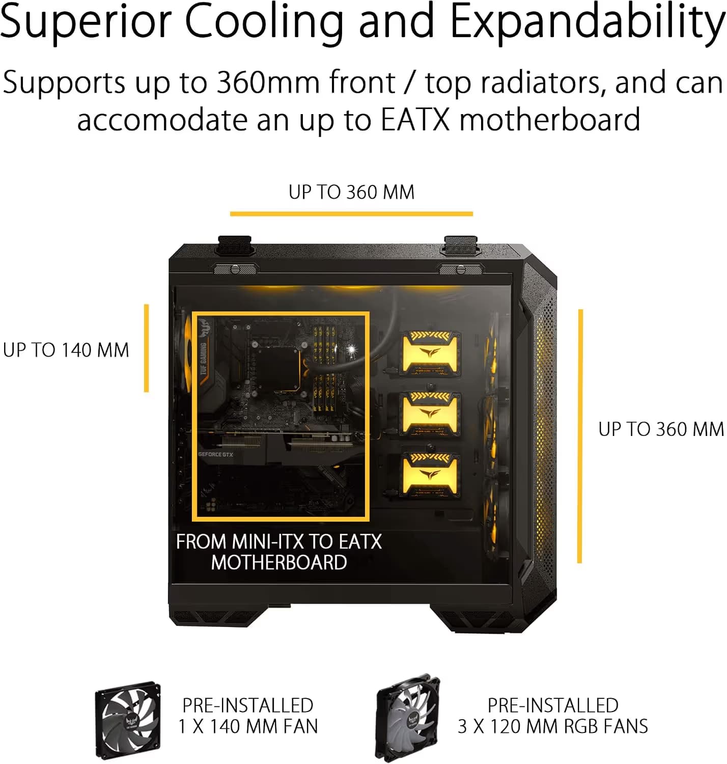 Asus TUF Gaming GT501 ATX Mid Tower Black / Gray with Tempered Glass Side Panel image
