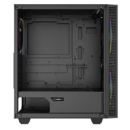Gamemax Black Hole Black USB3.0 Tempered Glass ATX Mid Tower Gaming Computer Case w/2 x 200mm ARGB Ring Fan x Front and 1 x 120mm ARGB Ring Fan x Rear (Pre-Installed) image