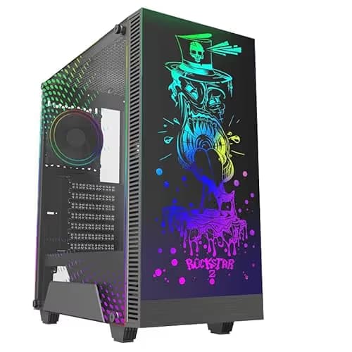 Gamemax Black Hole Black USB3.0 Tempered Glass ATX Mid Tower Gaming Computer Case w/2 x 200mm ARGB Ring Fan x Front and 1 x 120mm ARGB Ring Fan x Rear (Pre-Installed) image
