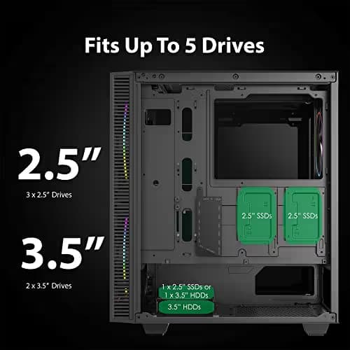 Gamemax Black Hole Black USB3.0 Tempered Glass ATX Mid Tower Gaming Computer Case w/2 x 200mm ARGB Ring Fan x Front and 1 x 120mm ARGB Ring Fan x Rear (Pre-Installed) image