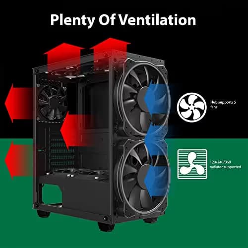 Gamemax Black Hole Black USB3.0 Tempered Glass ATX Mid Tower Gaming Computer Case w/2 x 200mm ARGB Ring Fan x Front and 1 x 120mm ARGB Ring Fan x Rear (Pre-Installed) image