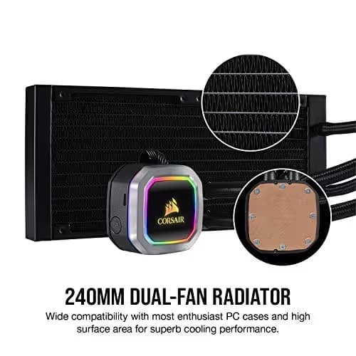 Corsair Hydro Series H100i RGB PLATINUM Extreme Performance Liquid CPU Cooler, Mounting kit for most modern CPU sockets, Two ML PRO RGB Series PWM 140mm fans, Fan and radiator mounting screws, USB 2.0 motherboard header cable, Thermal compound (pre-applied), Quick Start Guide image