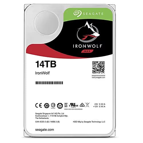 Seagate IronWolf 14TB NAS Hard Drive 7200 RPM 256MB Cache SATA 6.0Gb/s CMR 3.5" Internal HDD for RAID Network Attached Storage ST14000VN0008 image