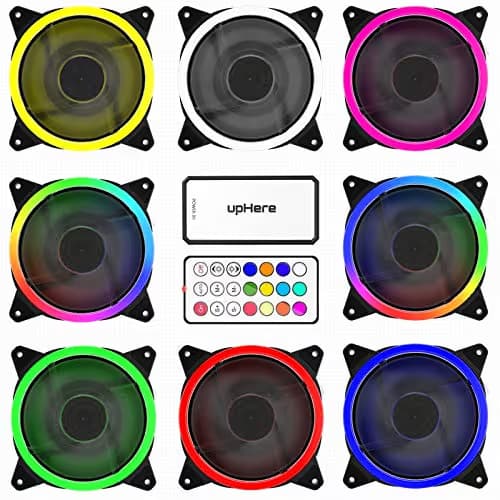 upHere RGB Series Case Fan, Wireless RGB LED 120mm Fan,Quiet Edition High Airflow Adjustable Color LED Case Fan for PC Cases-5 Pack,RGB123-5 image