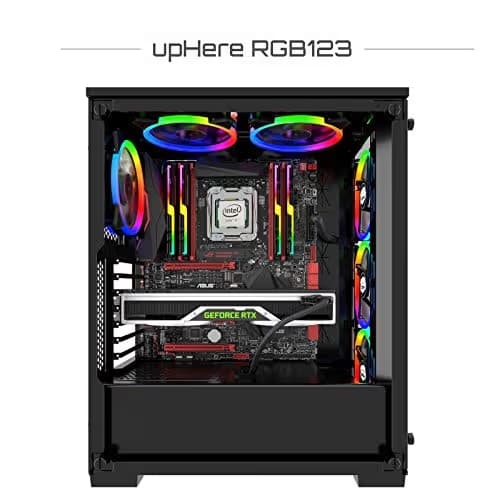 upHere RGB Series Case Fan, Wireless RGB LED 120mm Fan,Quiet Edition High Airflow Adjustable Color LED Case Fan for PC Cases-5 Pack,RGB123-5 image