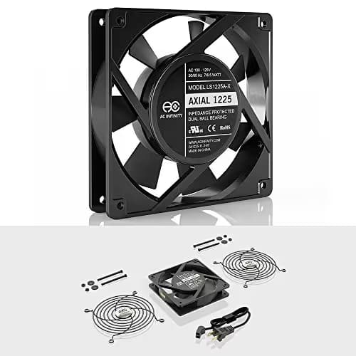 AC Infinity AXIAL 1225, Quiet Muffin Fan, 115V 120V AC 120mm x 25mm Low Speed, for DIY Cooling Ventilation Exhaust Projects image