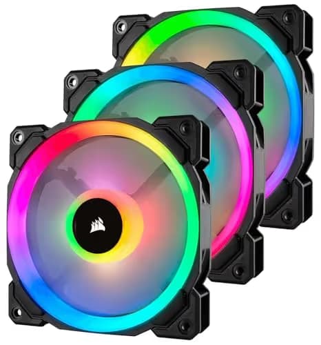 upHere Long Life 120mm 3-Pin High Airflow Quiet Edition Rainbow LED Case Fan for PC Cases, CPU Coolers, and Radiators 3-Pack image