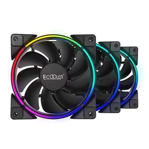 Pccooler 120mm Fan Moonlight Series, PC-3M120 RGB LED Computer Case Fan - PWM PC Cooling Fan - Dual Light Loop Quiet Fan/Multiple Light Modes with Controller for PC Cases, CPU Coolers image