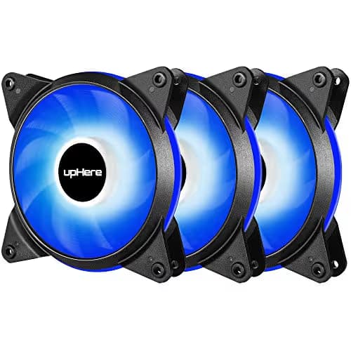 upHere 3-Pack 120mm 3-Pin High Airflow Quiet Edition Blue LED Case Fan for PC Cases, CPU Coolers, and Radiators T3BE3-3 main image