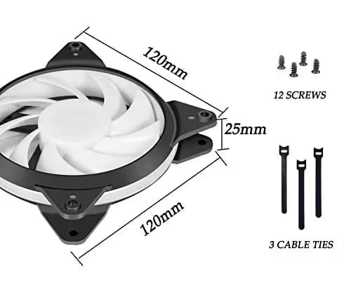 upHere 3-Pack 120mm 3-Pin High Airflow Quiet Edition Blue LED Case Fan for PC Cases, CPU Coolers, and Radiators T3BE3-3 image
