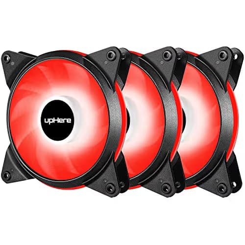 upHere 3-Pack 120mm 3-Pin High Airflow Quiet Edition Red LED Case Fan for PC Cases, CPU Coolers, and Radiators T3RD3-3 main image
