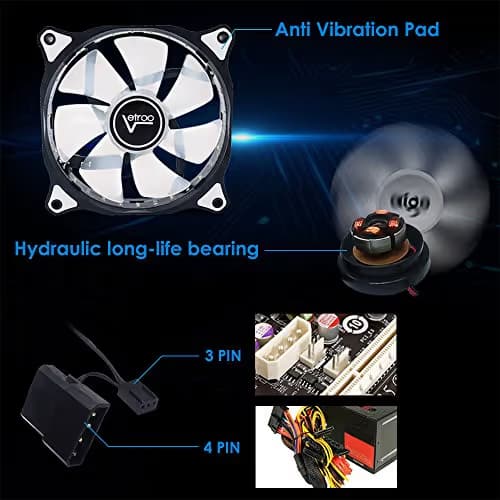 Vetroo 120mm Purple 15-LEDs Cooling Fan for Computer PC Cases, CPU Coolers and Radiators image