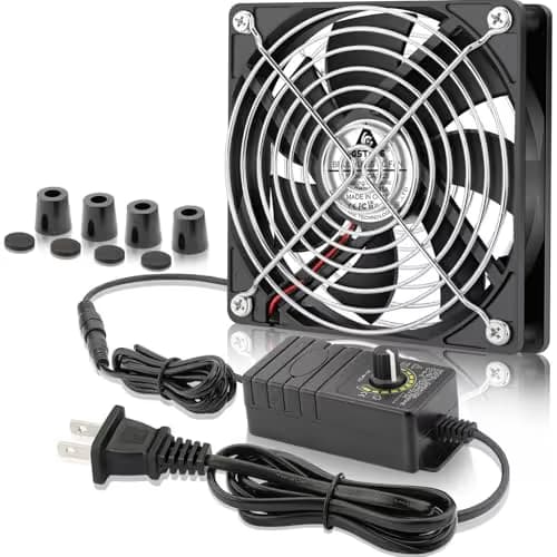 GDSTIME 120mm AC to DC 12V Powered Fan with Speed Controller, for Receiver Amplifier DVR Playstation Xbox Component Cooling main image