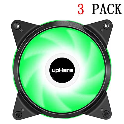 upHere 3-Pack 120mm 3-Pin High Airflow Quiet Edition Green LED Case Fan for PC Cases, CPU Coolers, and Radiators main image