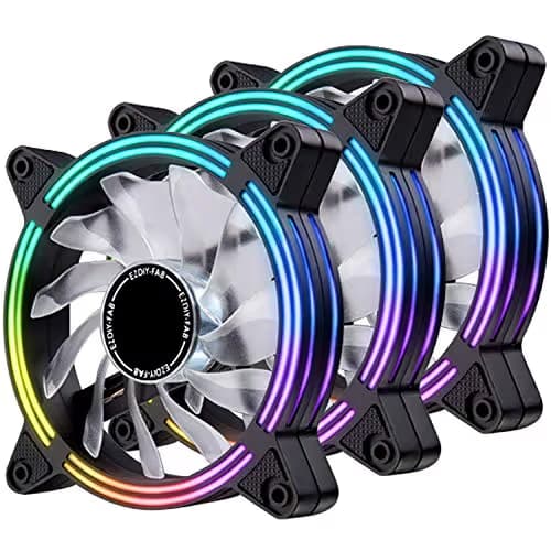 EZDIY-FAB 120mm Rainbow RGB LED Fans for CPU Fan, LED Effect Case Fan for Computer Cooling-3pack main image