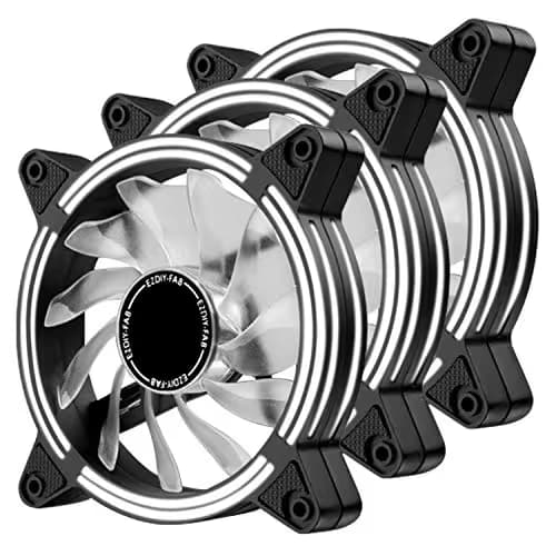 EZDIY-FAB 120mm White LED Fan, Dual-Frame LED Case Fan for PC Cases, High Airflow Quiet,CPU Coolers, and Radiators,3-Pin-3-Pack image