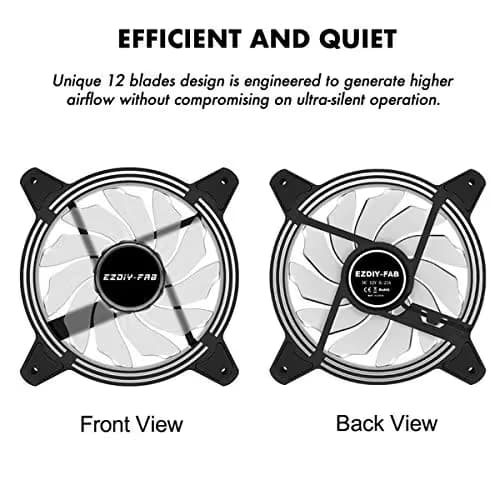 EZDIY-FAB 120mm White LED Fan, Dual-Frame LED Case Fan for PC Cases, High Airflow Quiet,CPU Coolers, and Radiators,3-Pin-3-Pack image