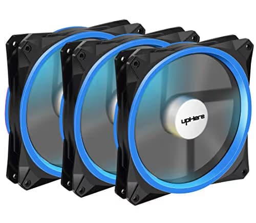 upHere 140mm case Fan 3PACK Solar Eclipse Hydraulic Bearing Quiet Cooling case Fan for Computer Mirage Color LED Fan 3 pin with Anti Vibration Rubber Pads(Blue) 14CMB3-3 main image