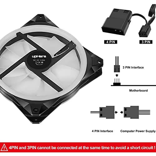 upHere 140mm case Fan 3PACK Solar Eclipse Hydraulic Bearing Quiet Cooling case Fan for Computer Mirage Color LED Fan 3 pin with Anti Vibration Rubber Pads(Blue) 14CMB3-3 image