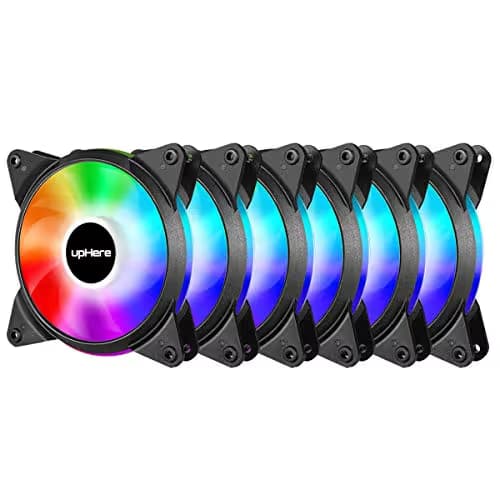 upHere 5V 6-Pack 120mm Silent Intelligent Control 5V Addressable RGB Fan Motherboard Sync, Adjustable Colorful Fans with Controller T3SYC3-6 image