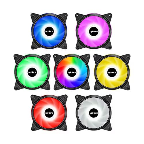 upHere 5V 6-Pack 120mm Silent Intelligent Control 5V Addressable RGB Fan Motherboard Sync, Adjustable Colorful Fans with Controller T3SYC3-6 image