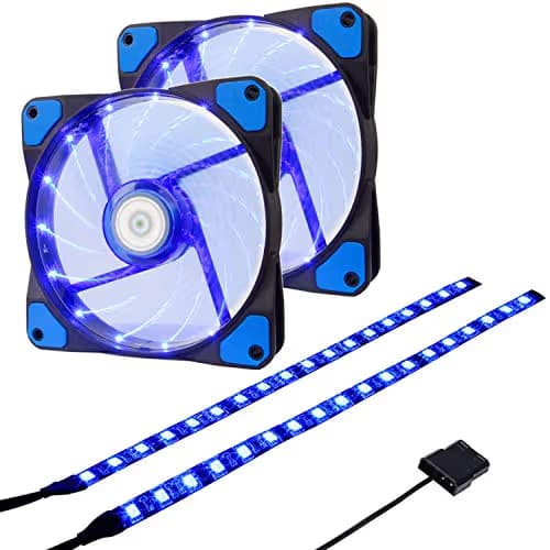 DS Blue PC Lighting 120mm Fan 2 Pack with LED Strip main image
