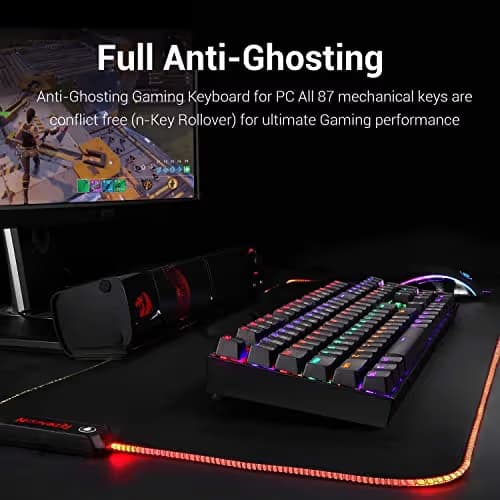 Redragon K551 Mechanical Gaming Keyboard with Cherry MX Blue Switches Vara 104 Keys Numpad Tactile USB Wired Computer Keyboard Steel Construction for Windows PC Games (Black RED LED Backlit) image