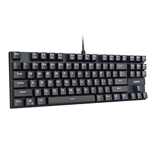 AUKEY Mechanical Keyboard, TKL Gaming Keyboard with Blue Switches, 87-Key 100% Anti-Ghosting with Metal Panel and Water Resistant Design for PC and Laptop, Black main image