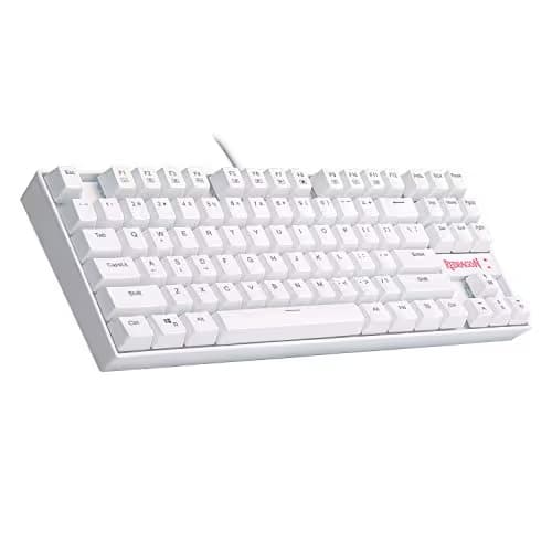 Redragon K552-N Mechanical Gaming Keyboard, 87 Keys, Tenkeyless, Compact Steel Construction with Cherry MX Blue Switches for Windows PC Gamer (No Backlight - White) image