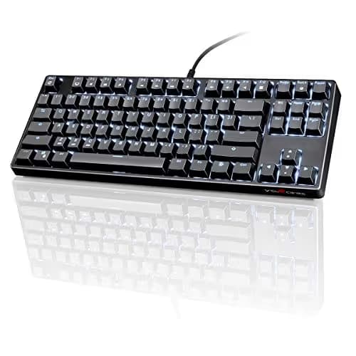 VELOCIFIRE TKL02 Mechanical Keyboard TKL 87 Key Tenkeyless Ergonomic with Quiet Brown Switches, and White LED Backlit for Copywriters, Typists and Programmers image