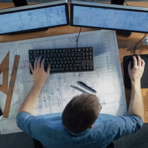 VELOCIFIRE TKL02 Mechanical Keyboard TKL 87 Key Tenkeyless Ergonomic with Quiet Brown Switches, and White LED Backlit for Copywriters, Typists and Programmers image