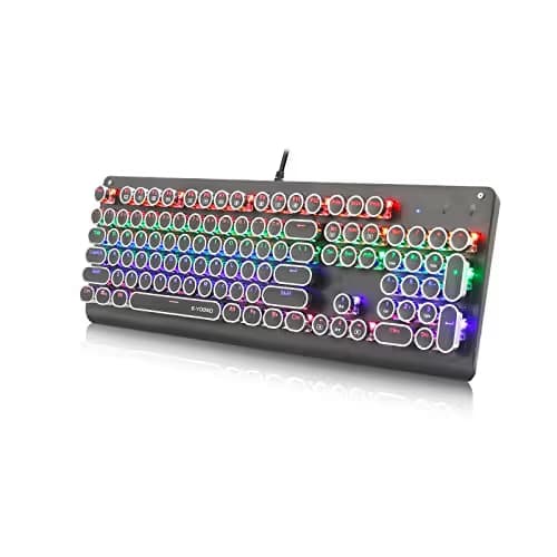 E-YOOSO K600 Retro Mechanical Gaming Keyboard 104 Key, LED Backlit Keyboard with Blue Switches image