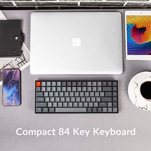 Keychron K2 Bluetooth Mechanical Keyboard with Gateron Red Switch/White LED Backlit/USB C/Anti Ghosting/N-Key Rollover/Compact Design, 84 Key Wireless Keyboard for Mac Windows image