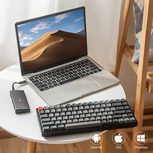 Keychron K2 Bluetooth Mechanical Keyboard with Gateron Red Switch/White LED Backlit/USB C/Anti Ghosting/N-Key Rollover/Compact Design, 84 Key Wireless Keyboard for Mac Windows image