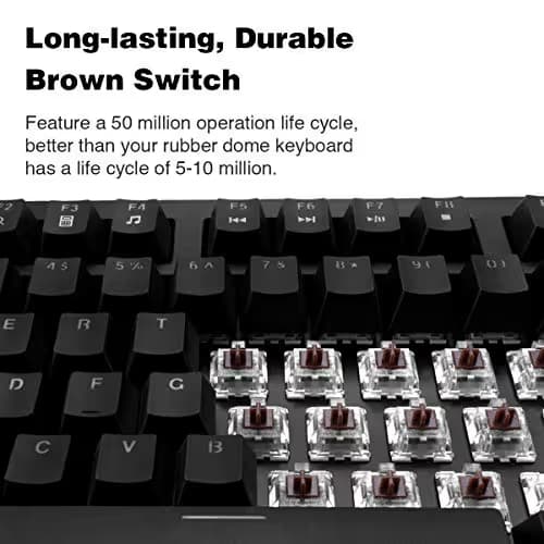 Velocifire VM01 Mechanical Keyboard 104-Key Full Size with Brown Switches LED Illuminated Backlit Anti-ghosting Keys for Copywriter, Gamer and Programmer image