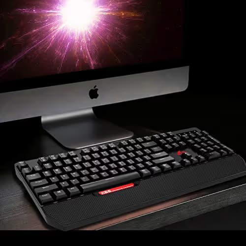 Rii Keyboard Mechanical, Gaming with USB Cable K66, 104 Keys with Red Switches, and LED Backlit,(5 Lights Effects + 3 Macros), Anti-Ghosting Programmable Gaming Keyboard image
