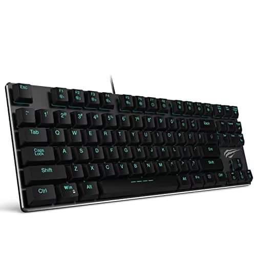 Mechanical Keyboard HAVIT Backlit Wired Gaming Keyboard Extra-Thin & Light, Kailh Latest Low Profile Blue Switches, 87 Keys N-Key Rollover (Black) main image