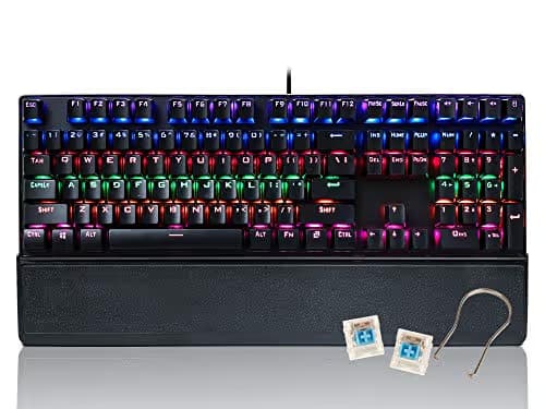 CHONCHOW Blue Switch Mechanical Keyboard LED Backlit Detachable Wrist Rest USB Wired Mechanical Gaming Keyboard Compatible with PC PS4 Mac - Black main image