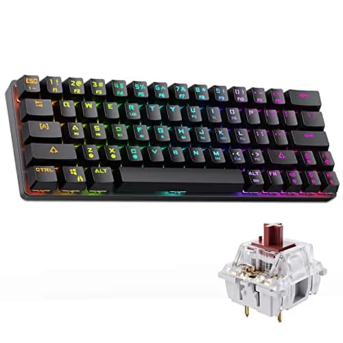 DIERYA Mechanical Gaming Keyboard 60% True RGB Backlit Bluetooth 4.0 Wired/Wireless LED Computer Keyboard for Multi-Device iPhone Android Mobile PC Laptop - Cherry MX Brown Equivalent Switch (DK-63) image