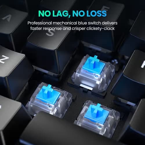 PICTEK TKL Mechanical Gaming Keyboard, Compact 87 Key Mechanical Computer Keyboard with Blue Equivalent Switches, 27 LED Lighting Modes, 100% Anti-Ghosting Wired USB Keyboard for Windows PC/MAC Games image