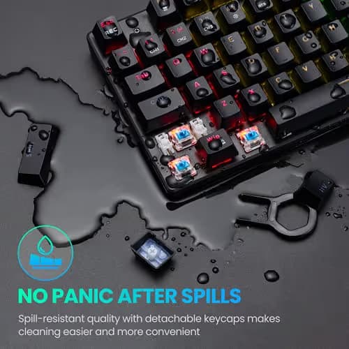 PICTEK TKL Mechanical Gaming Keyboard, Compact 87 Key Mechanical Computer Keyboard with Blue Equivalent Switches, 27 LED Lighting Modes, 100% Anti-Ghosting Wired USB Keyboard for Windows PC/MAC Games image