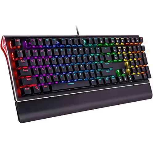 ROSEWILL Mechanical Gaming Keyboard, RGB Backlit Clicky Computer Mechanical Keyboard for PC, Laptop, Mac, Rainbow LED Modes with Side Backlight & Software Suite for Customization - Blue Switch main image