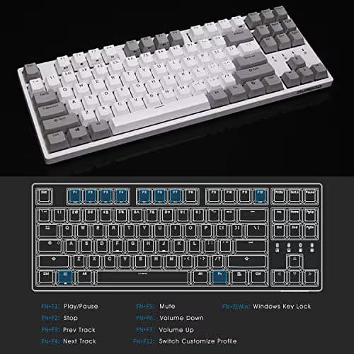 Durgod Taurus K320 TKL Mechanical Gaming Keyboard - 87 Keys - Double Shot PBT - NKRO - USB Type C (Cherry Silent Red, White) image