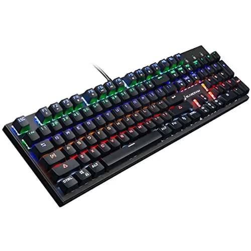 Weekly 56% Off Merdia Mechanical Keyboard Gaming Keyboard with Blue Switch Wired 6 Colors Led Backlit Keyboard Full Size 104 Keys US Layout image