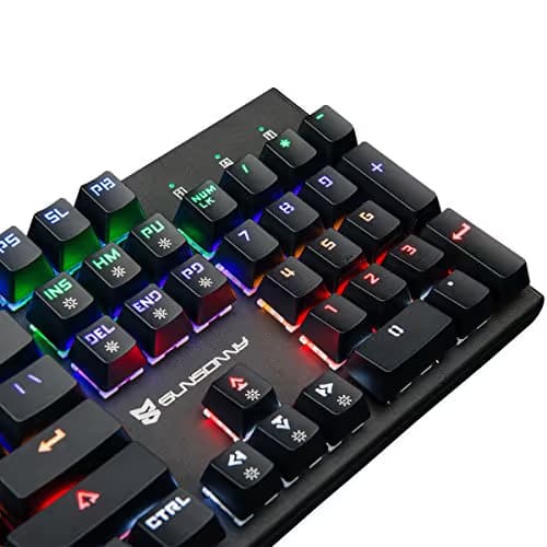 Weekly 56% Off Merdia Mechanical Keyboard Gaming Keyboard with Blue Switch Wired 6 Colors Led Backlit Keyboard Full Size 104 Keys US Layout image