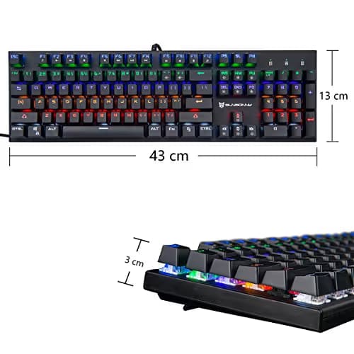 Weekly 56% Off Merdia Mechanical Keyboard Gaming Keyboard with Blue Switch Wired 6 Colors Led Backlit Keyboard Full Size 104 Keys US Layout image