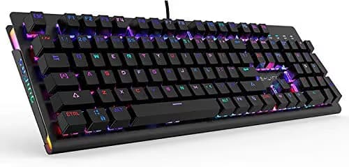 ETROBOT Mechanical Gaming Keyboard with MX Blue Switches, RGB LED Backlit and Exclusive Side Light, USB Wired Game Keyboard with Heavy Duty Aluminum Chassis, Spill-Resistant for PC Game main image