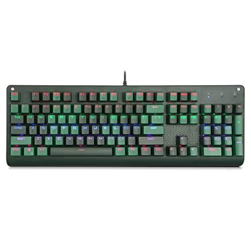E-Element K-9999 Mechanical Gaming Keyboard, Multicolor LED Backlit USB Wired with Blue Switches,104 Keys No Conflict, Camouflage image