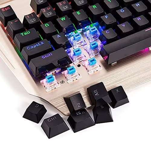 E-Element K-9999 Mechanical Gaming Keyboard, Multicolor LED Backlit USB Wired with Blue Switches,104 Keys No Conflict, Camouflage image